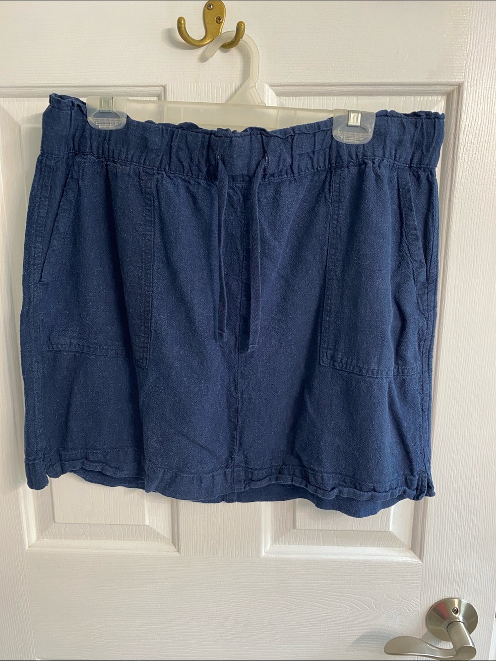Navy Drawstring Mini Skirt